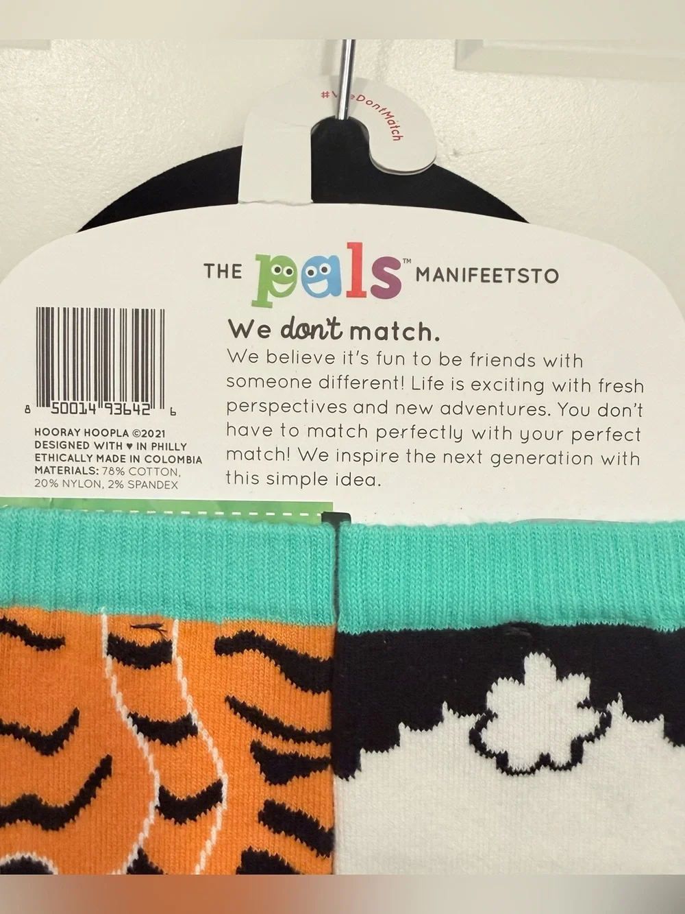 Pals Panda & Tiger Mismatched Socks Kids 9-12 NWT